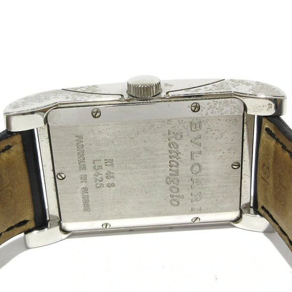 Auth BVLGARI Rettangolo RT45S L**** Black Unisex Wrist Watch - Picture 8 of 11